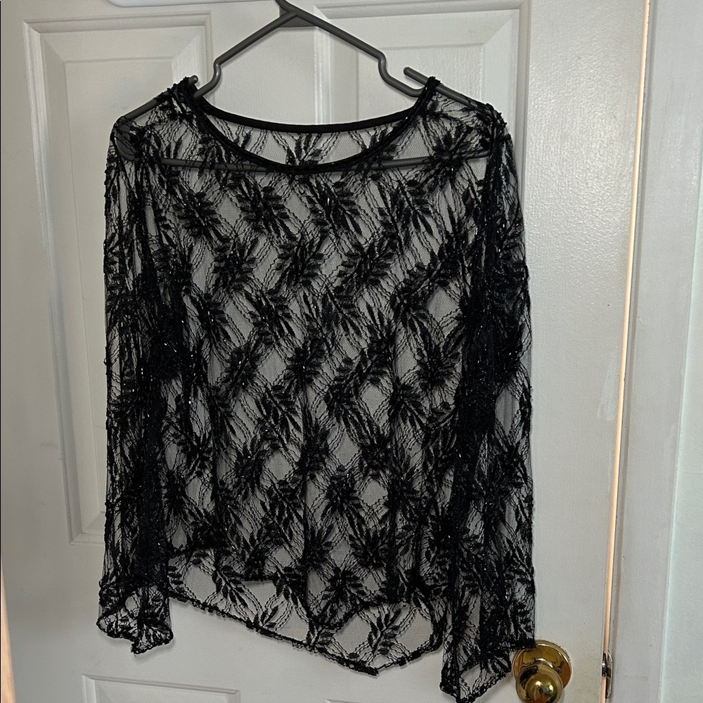 Elegant Black Sheer Women's Top